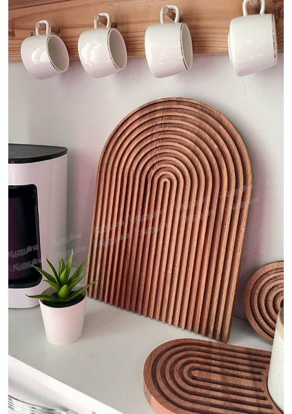 Gökkuşağı Desenli Dalgalı Ahşap Sunum Tabağı | Büyük Boy | 33X24 cm | Doğal Kayın Ağacı modelleri