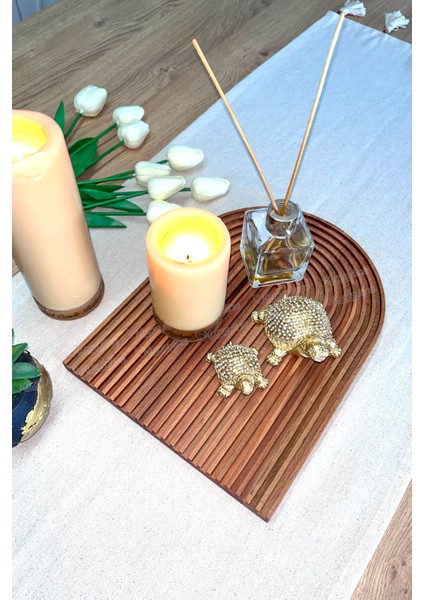 Gökkuşağı Desenli Dalgalı Ahşap Sunum Tabağı | Büyük Boy | 33X24 cm | Doğal Kayın Ağacı fırsatları