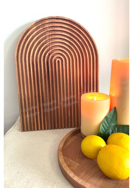 Gökkuşağı Desenli Dalgalı Ahşap Sunum Tabağı | Büyük Boy | 33X24 cm | Doğal Kayın Ağacı indirimleri