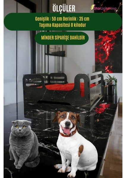 Ahşap Büyük Kedi Yatağı Premium Kalite Siyah Mermer Kedi Evi 50X35 cm Model 4 fiyatları