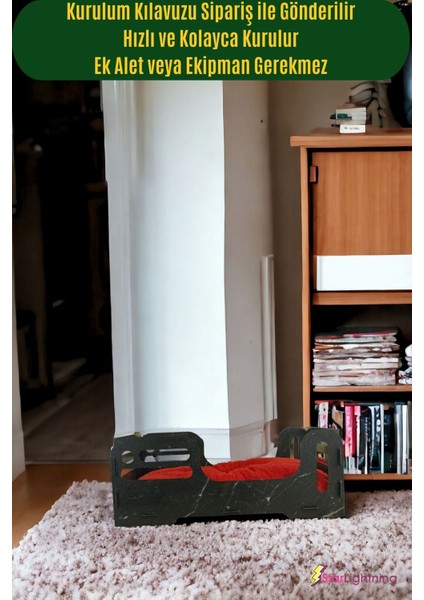 Ahşap Büyük Kedi Yatağı Premium Kalite Siyah Mermer Kedi Evi 50X35 cm Model 4 modelleri