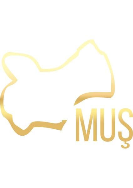 Muş Harita Araba Sticker 17X17 cm Gold