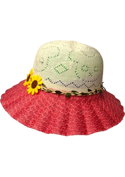 Spteks Kitti 6-12 Yaş Kız Çocuk Fuşya Renk Papatya Çiçek Figürlü Merserize Yazlık Şapka fiyatları