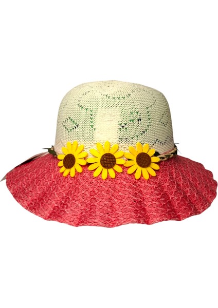 Spteks Kitti 6-12 Yaş Kız Çocuk Fuşya Renk Papatya Çiçek Figürlü Merserize Yazlık Şapka indirimleri