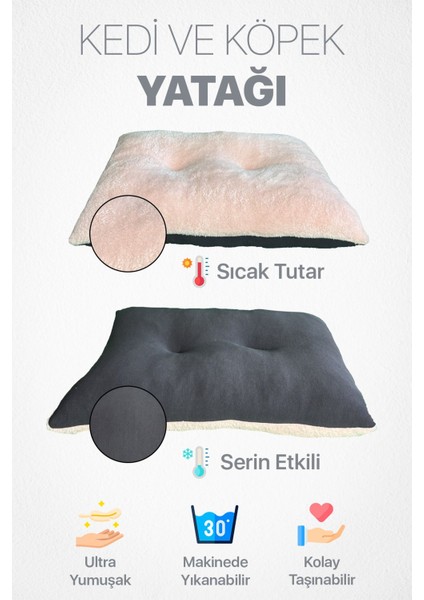 Çift Taraflı Kullanılabilen, Çok Amaçlı, Yıkanabilir Kedi ve Köpek Yatağı ve Yer Minderi