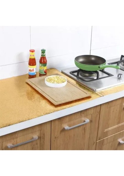 Yapışkanlı Gold Mutfak Tezgah Folyosu, 1 Yıl Garanti, Çok Renkli, Dayanıklı ve Şık Tasarım