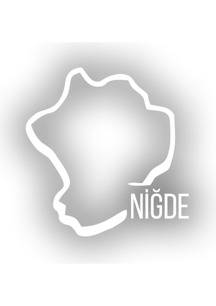 Niğde Harita Araba Sticker 17X17 cm Beyaz