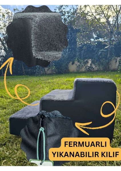 Kedi ve Köpek Merdiveni Ortopedik Yumuşak Basamaklı Fermuarlı 31CM x 40CM x 51CM M Boy fırsatları