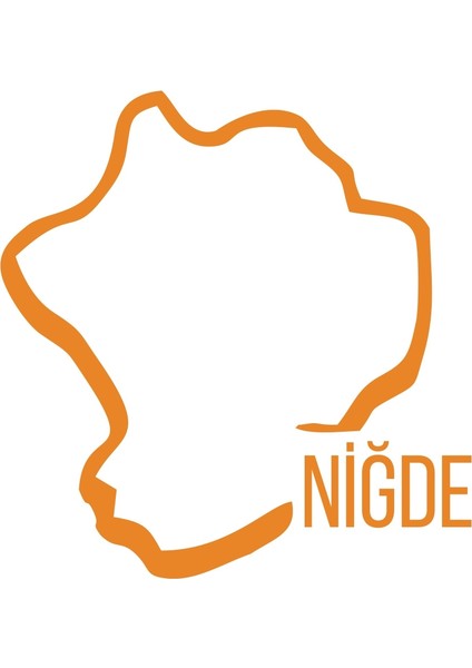 Niğde Harita Araba Sticker 17X17 cm Turuncu