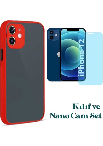Apple iPhone 12 Uyumlu Montreal Kılıf ve Nano Cam Ekran Koruyucu Set