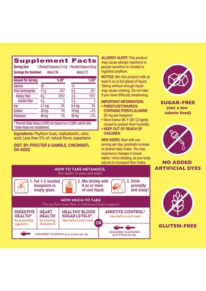 mucil Şekersiz Limonlu 4‑ü‑1 Lif Tozu – 72 Servis 418 G indirimleri