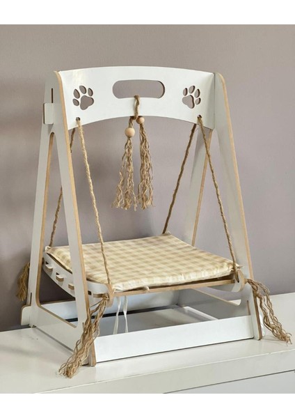 Ahşap Xxl Büyük Kedi Salıncagı Kedi Yatagı Kedi Evi Minder Dahil 8 mm Mdf