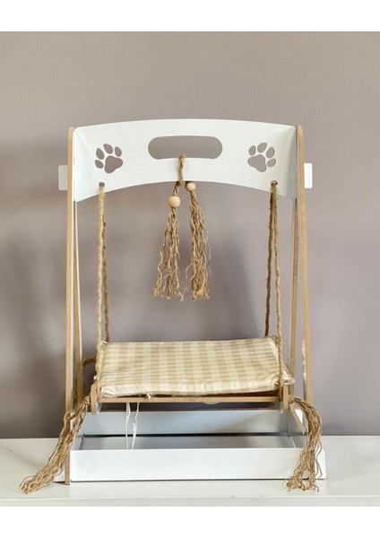 Ahşap Xxl Büyük Kedi Salıncagı Kedi Yatagı Kedi Evi Minder Dahil 8 mm Mdf