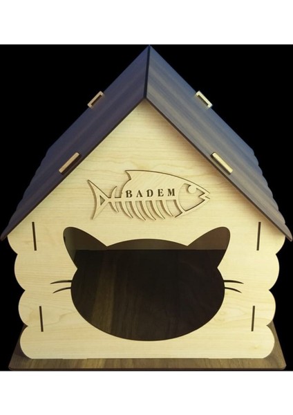 Ahşap Kedi Evi Yatağı Kulübesi Yuvası ve Mama Su Kabı Evcil Hayvan Kedi Köpek Evi Yuvası fırsatları