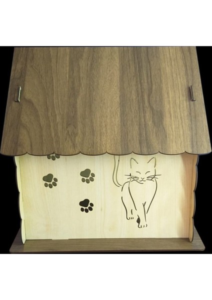 Ahşap Kedi Evi Yatağı Kulübesi Yuvası ve Mama Su Kabı Evcil Hayvan Kedi Köpek Evi Yuvası indirimleri