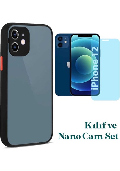 Apple iPhone 12 Uyumlu Montreal Kılıf ve Nano Cam Ekran Koruyucu Set