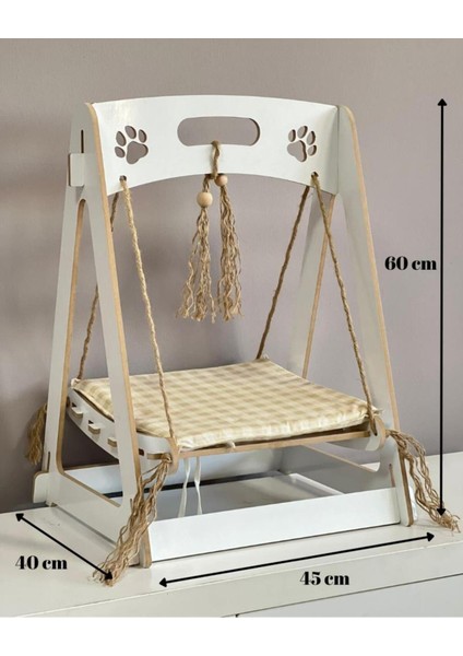 Ahşap Xxl Büyük Kedi Salıncagı Kedi Yatagı Kedi Evi Minder Dahil 8 mm Mdf