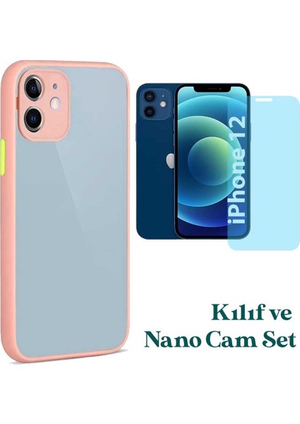 Apple iPhone 12 Uyumlu Montreal Kılıf ve Nano Cam Ekran Koruyucu Set