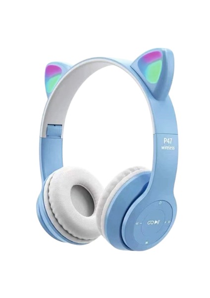 P47M Bluetooth 5. 0 Katlanabilir Kafaüstü Kulaklık – LED Işıklı, Tf Kart & Aux, Hd Mikrofon – Android & Apple iPhone Uyumlu