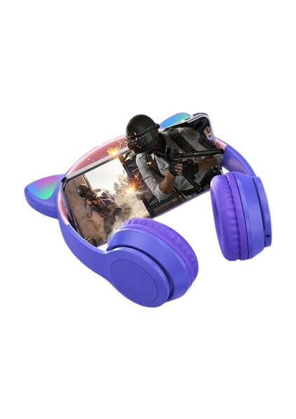 P47M Bluetooth 5. 0 Katlanabilir Kafaüstü Kulaklık – LED Işıklı, Tf Kart & Aux, Hd Mikrofon – Android & Apple iPhone Uyumlu