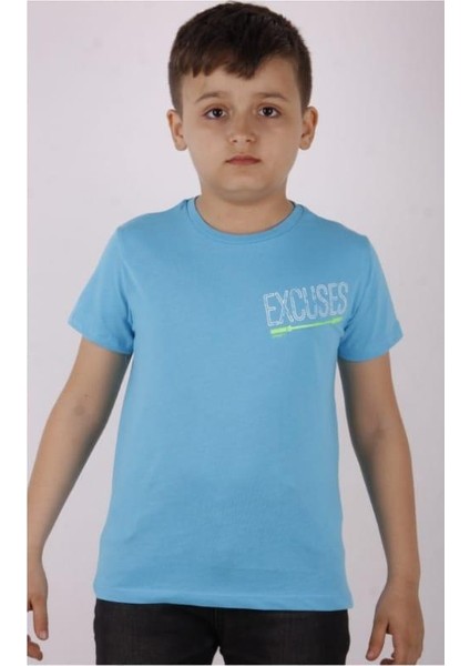 Erkek Çocuk Excuses Baskılı Cepli Tişört