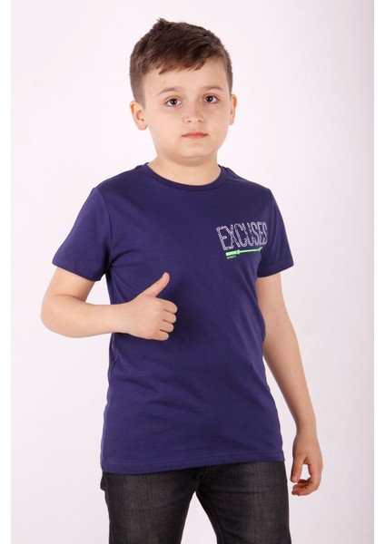 Erkek Çocuk Excuses Baskılı Cepli Tişört