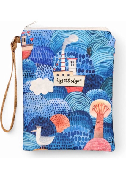 Okyanusta Gemiler Desenli Portföy Clutch Çantası - Kozmetik Çanta - Çok Amaçlı çanta (23X16 Cm) fiyatları
