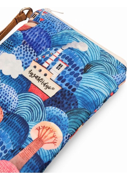 Okyanusta Gemiler Desenli Portföy Clutch Çantası - Kozmetik Çanta - Çok Amaçlı çanta (23X16 Cm) modelleri