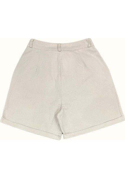Slim Fit Duble Paça Gabardin Şort %100 Pamuk