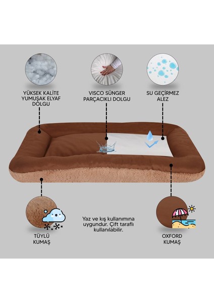 Sally, %100 Su Geçirmez Alezli, Çift Taraflı, Dört Mevsim Kullanılabilen Kedi ve Köpek Yatağı indirimleri
