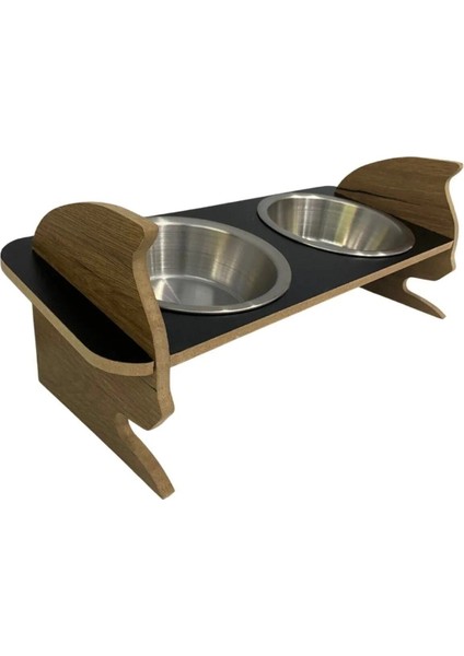 Kalorifer Kedi Yatağı ve Ahşap Ikili Çelik Taslı Kedi Mama ve Su Kabı 2'li Set modelleri