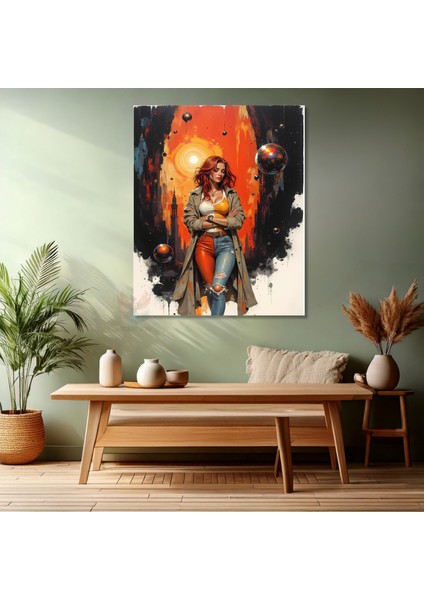 Turuncu Saçlı Kadın Kanvas Tablo Modern Sanat Duvar Tablosu