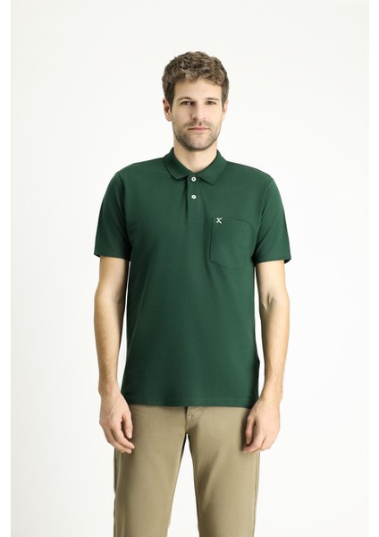 Cepli Polo Yaka Regular Fit Nakışlı Pamuk Tişört