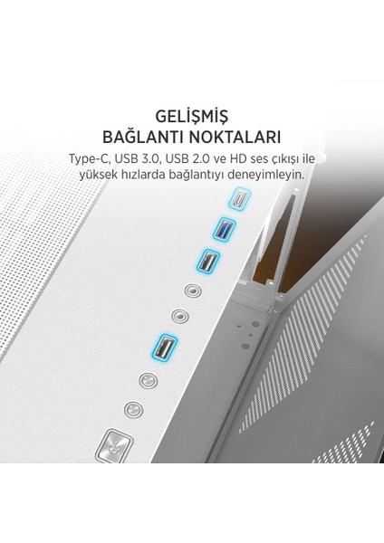 Stark S800 4xargb Temperli Cam Atx Beyaz Gaming (Oyuncu) Kasa