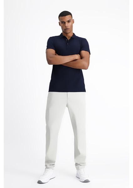 Polo Yaka Regular Fit Nakışlı Pamuklu Tişört
