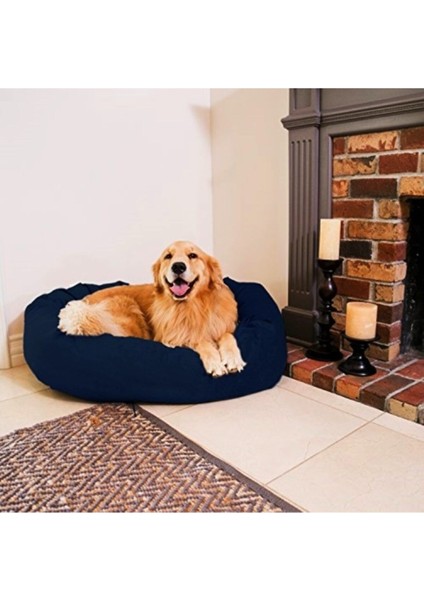 Kemik Yastıklı Iç Mekan Büyük Boy Köpek Yatağı - 60X90 cm - Lacivert-