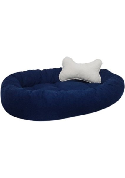 Kemik Yastıklı Iç Mekan Büyük Boy Köpek Yatağı - 60X90 cm - Lacivert- modelleri
