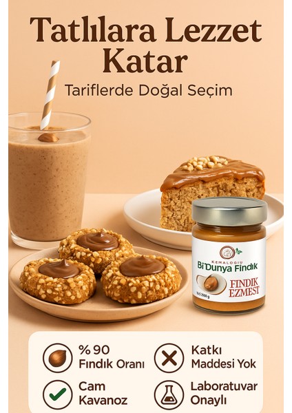 330 gr Kavanoz – Katkısız Doğal %90 Fındıklı Ezmesi (Yerli Üretim)