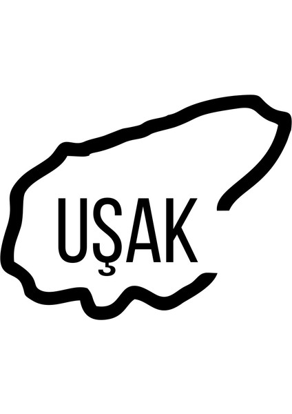 Uşak Harita Araba Sticker 17X17 cm Siyah