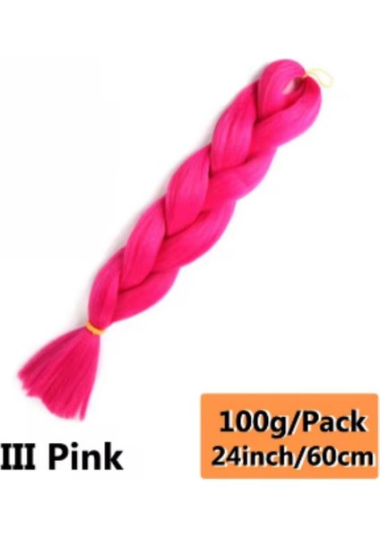 Sentetik Örgülük Saç 100 gr - Koyu Pembe