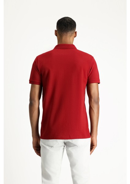 Polo Yaka Slim Fit Dar Kesim Nakışlı Pamuk Tişört fırsatları