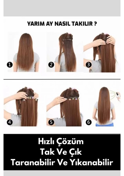6 Parça Ay Çıt Çıt Saç Postiş Saç Yarımay - Yarım Ay fiyatları