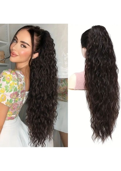 Tokalı Kabarık Dalgalı At Kuyruğu - Kahverengi