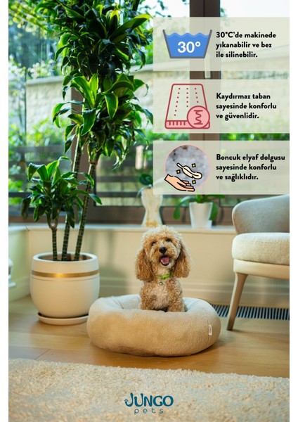 Luna, Kırmızı Donut Şeklinde, Yumuşak, Konforlu Kedi ve Köpek Yatağı fırsatları