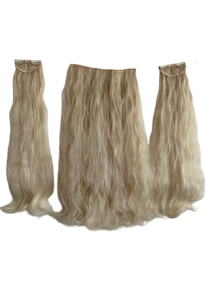 Fiber Sentetik Kabarık Dalgalı Yarım Ay + 2 Yan Çıt Çıt - Kumral Beyaz Platin Röfleli