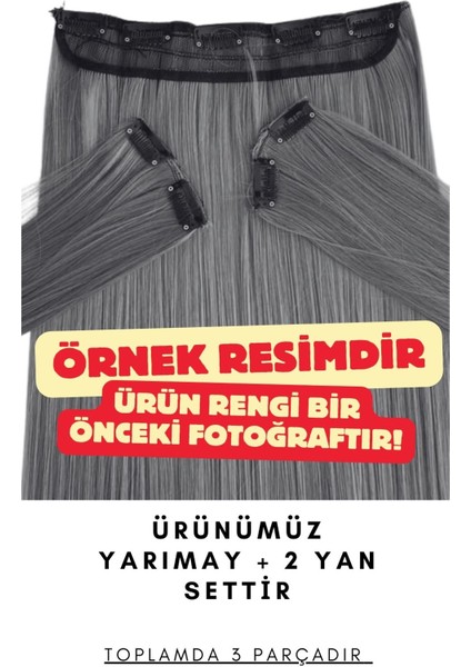Fiber Sentetik Kabarık Dalgalı Yarım Ay + 2 Yan Çıt Çıt - Kumral Beyaz Platin Röfleli modelleri