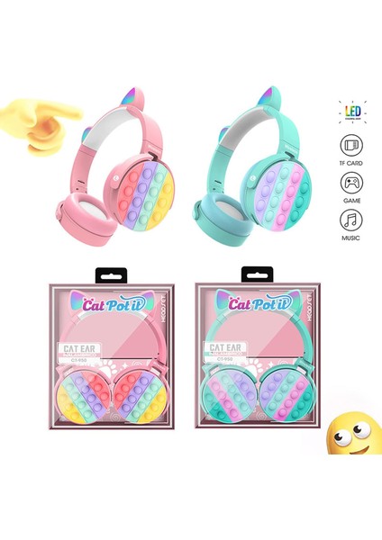 SY950 Bluetooth 5. 0 Pop‑ıt Katlanabilir Kulaklık – LED Eğlence, Tf Kart & Aux, Mikrofonlu – Android & Apple iPhone Uyumlu