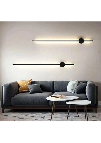 Şık Siyah Pilli LED Duvar Aplikası, Açık-Kapalı Düğmeli, 70 cm, Alüminyum, E27 Duy fiyatları