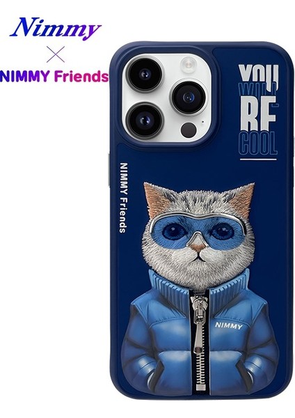 iPhone 15 Pro Max Uyumlu 3D Gözlük Fermuar Kedi Detaylı Nakış İşlemeli Kabartmalı Cool Cute Kılıf