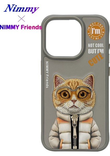 iPhone 15 Pro Max Uyumlu 3D Gözlük Fermuar Hipster Kedi Nakış İşlemeli Kabartmalı Cool Cute Kılıf modelleri